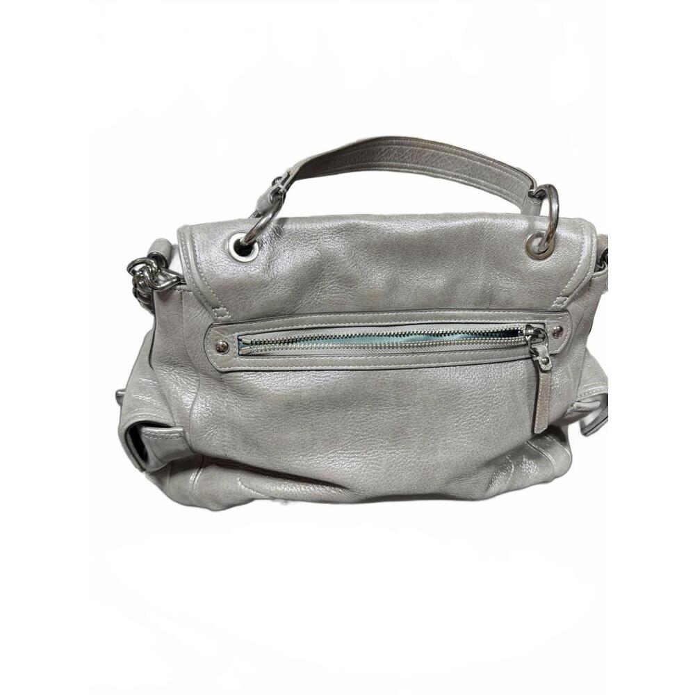 Coach Leather Satchel Shoulder Bag Womens Medium Silver Turnlock Tassel 14616 - Picture 3 of 5